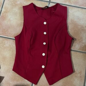 Women’s Red Button-Front Vest